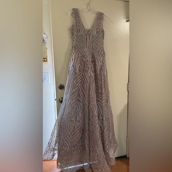 Romance Couture Pink Sequin Embellished Evening  Gown - Picture 6 of 8